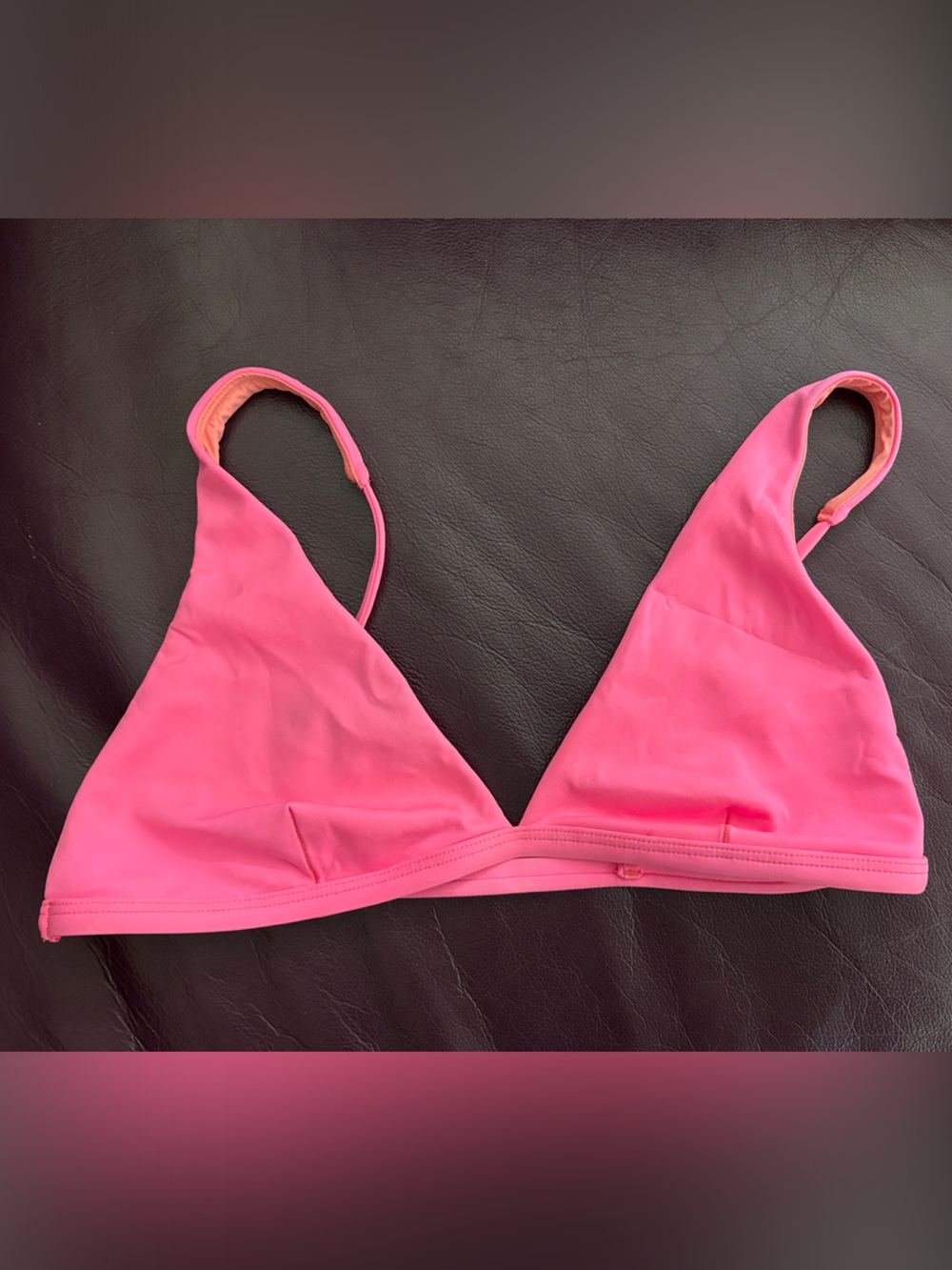 Left on Friday Hot Pink Triangle Bikini Top